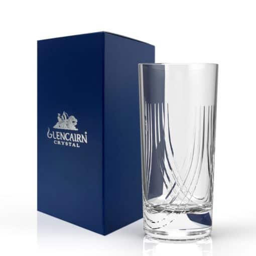 Glencairn Crystal Our beautifully hand cut Montrose suite features sweeping cuts on the glassware inspired by the folds of the Scottish kilt. The crystal bowl is supplied in a luxurious navy gift box lined with navy satin, perfect for gifting to family and friends.