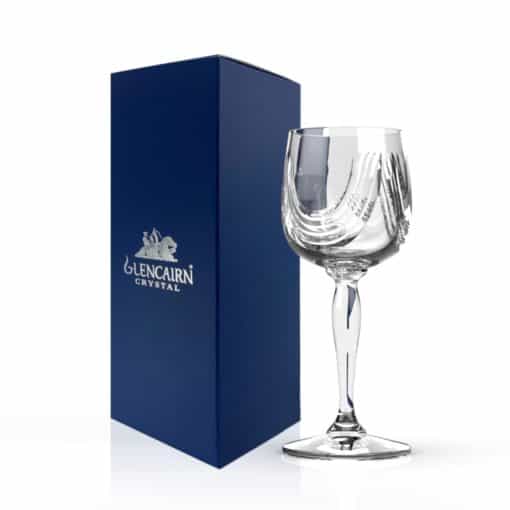 Glencairn Crystal Our beautifully hand cut Montrose suite features sweeping cuts on the glassware inspired by the folds of the Scottish kilt. The Montrose Sherry Glasses are supplied in a luxurious navy gift box lined with navy satin, perfect for gifting to a sherry drinker.